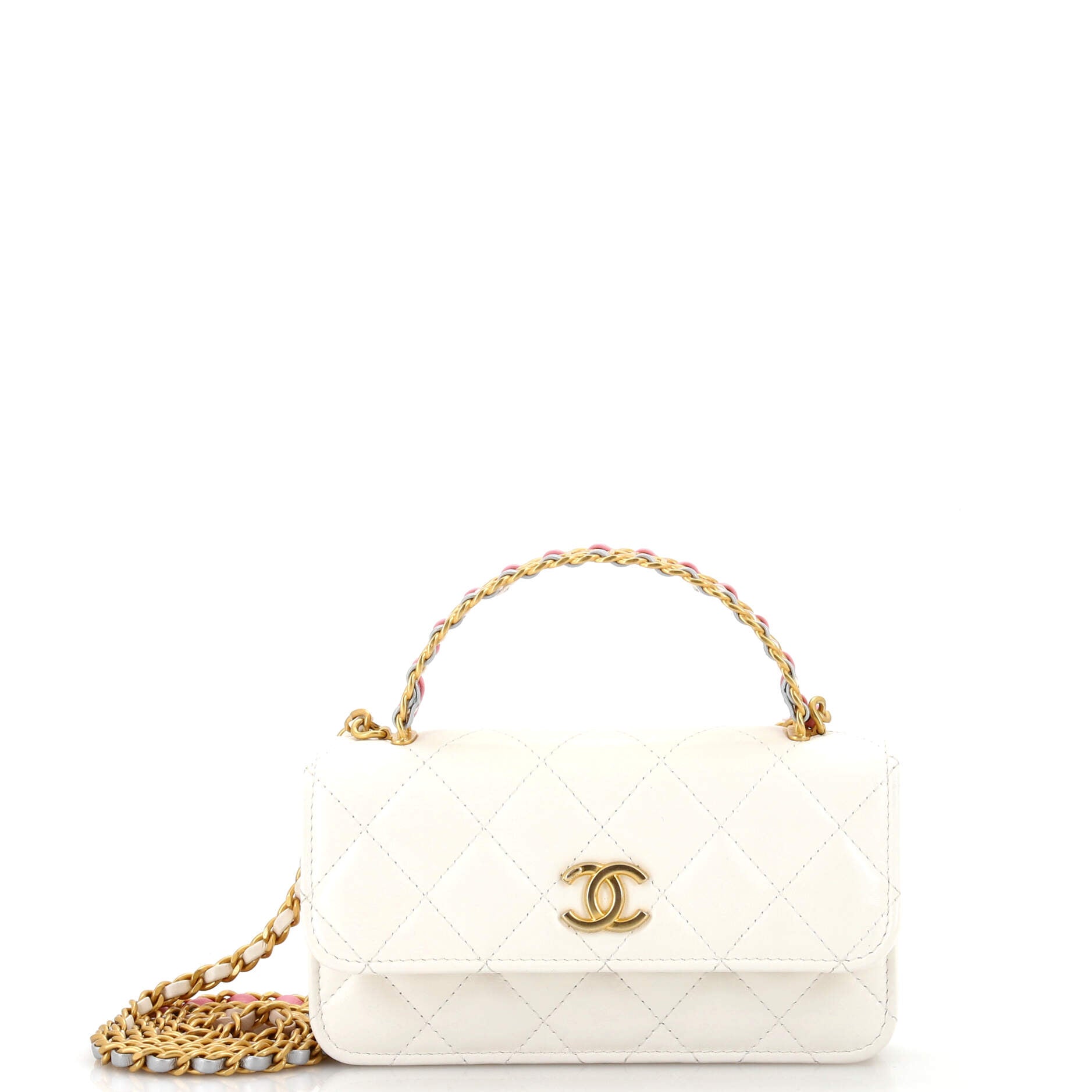 Chanel Top Handle Phone Holder with Chain Quilted Calfskin