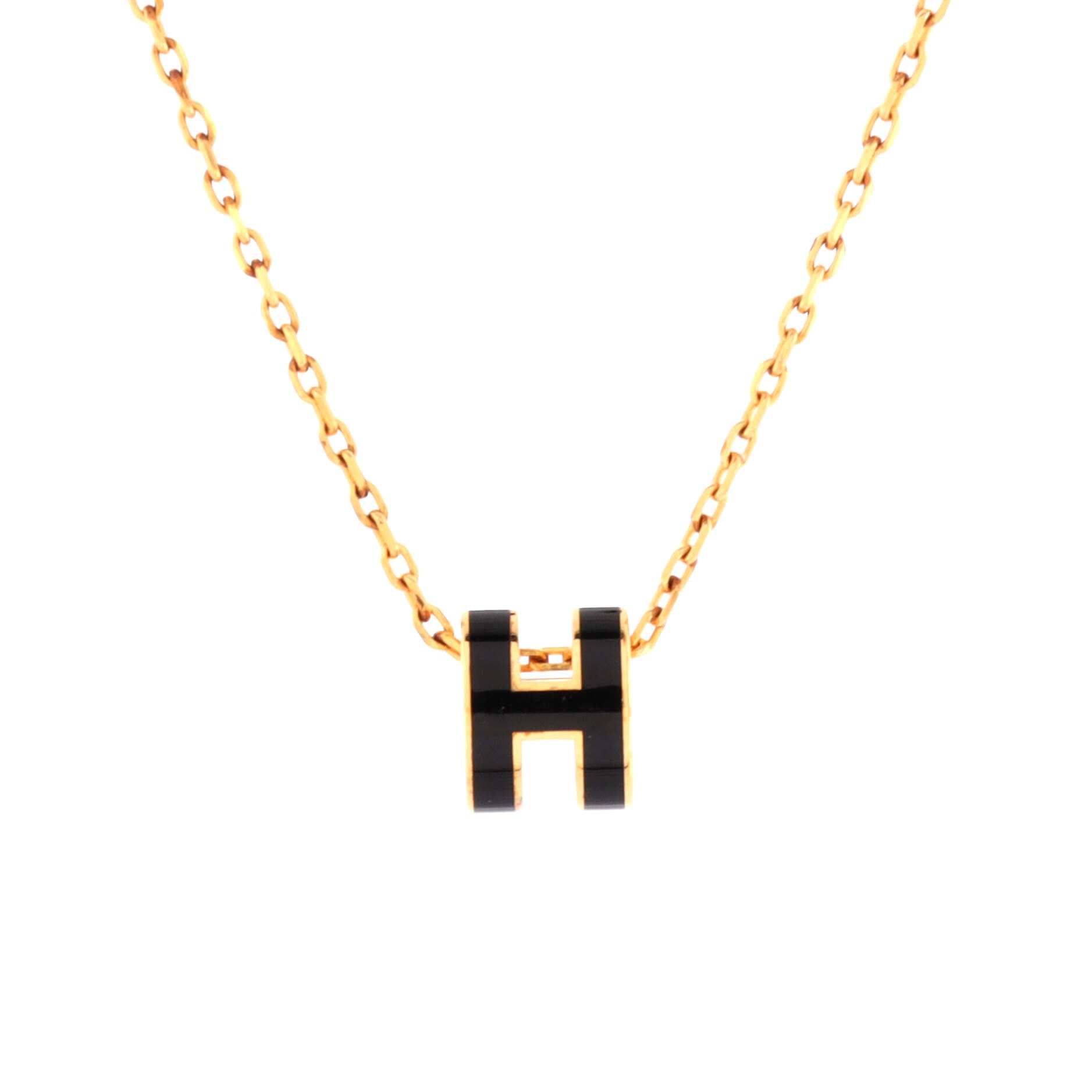 Hermes Pop H Pendant Chain Necklace Metal and Enamel Mini