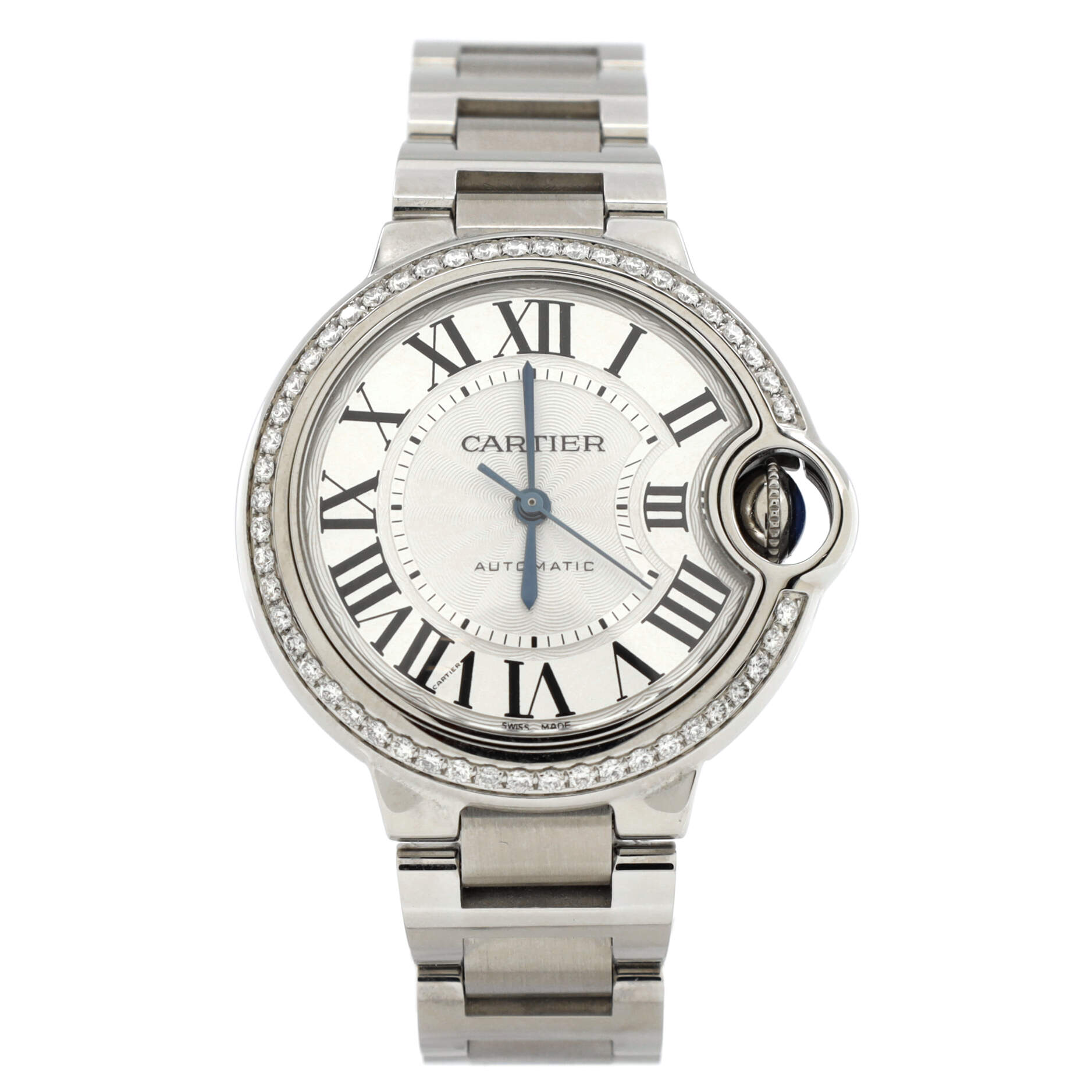 Cartier Ballon Bleu de Cartier Quartz Watch Stainless Steel with Diamond Bezel 33