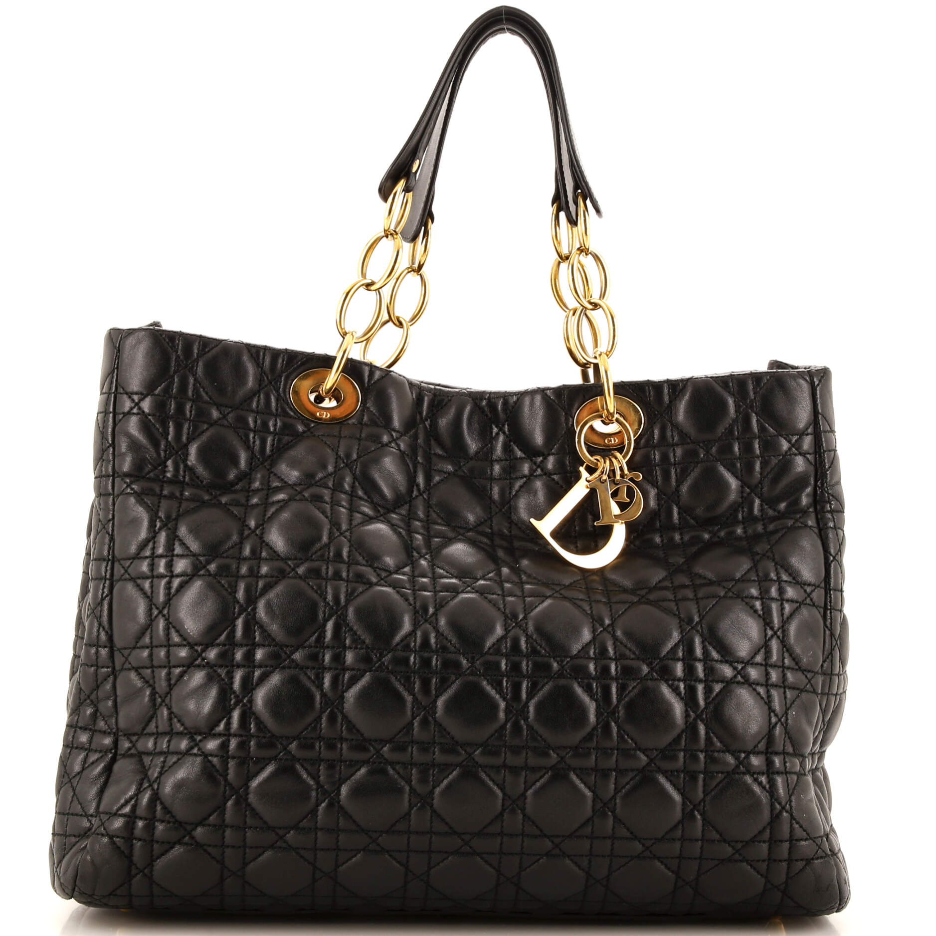 Christian Dior Soft Chain Tote Cannage Quilt Lambskin Large