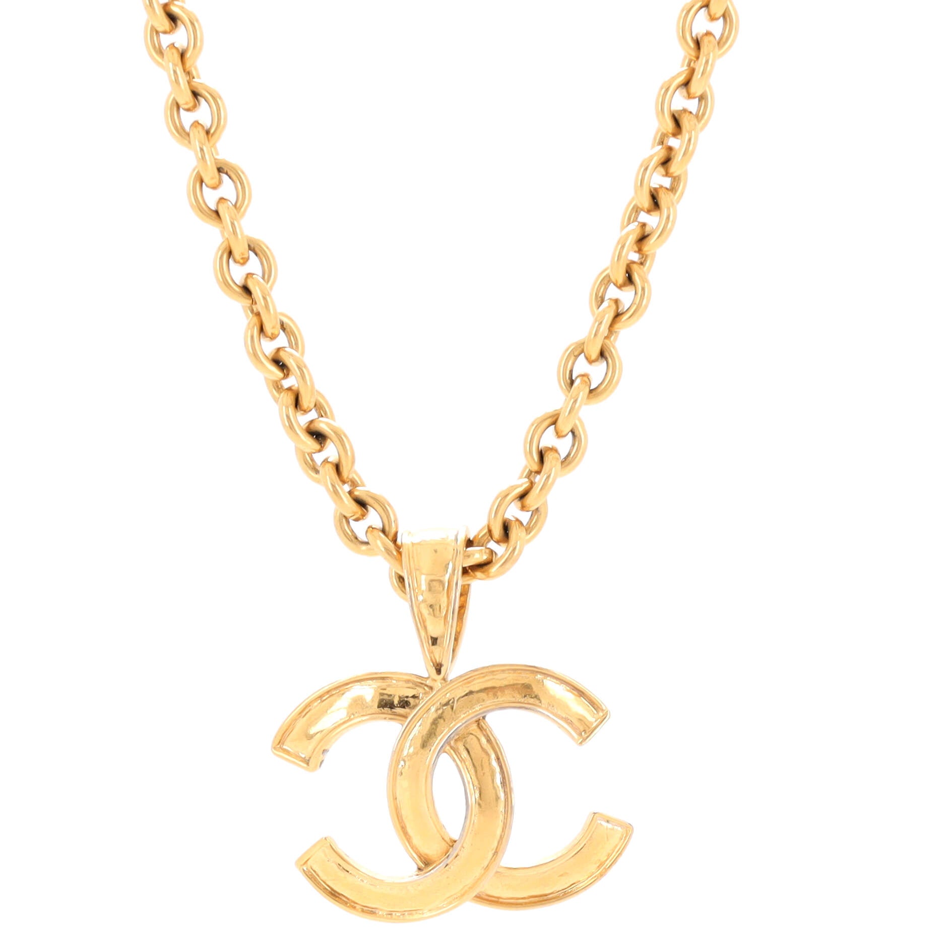 Chanel Vintage Giant CC Pendant Long Necklace Metal