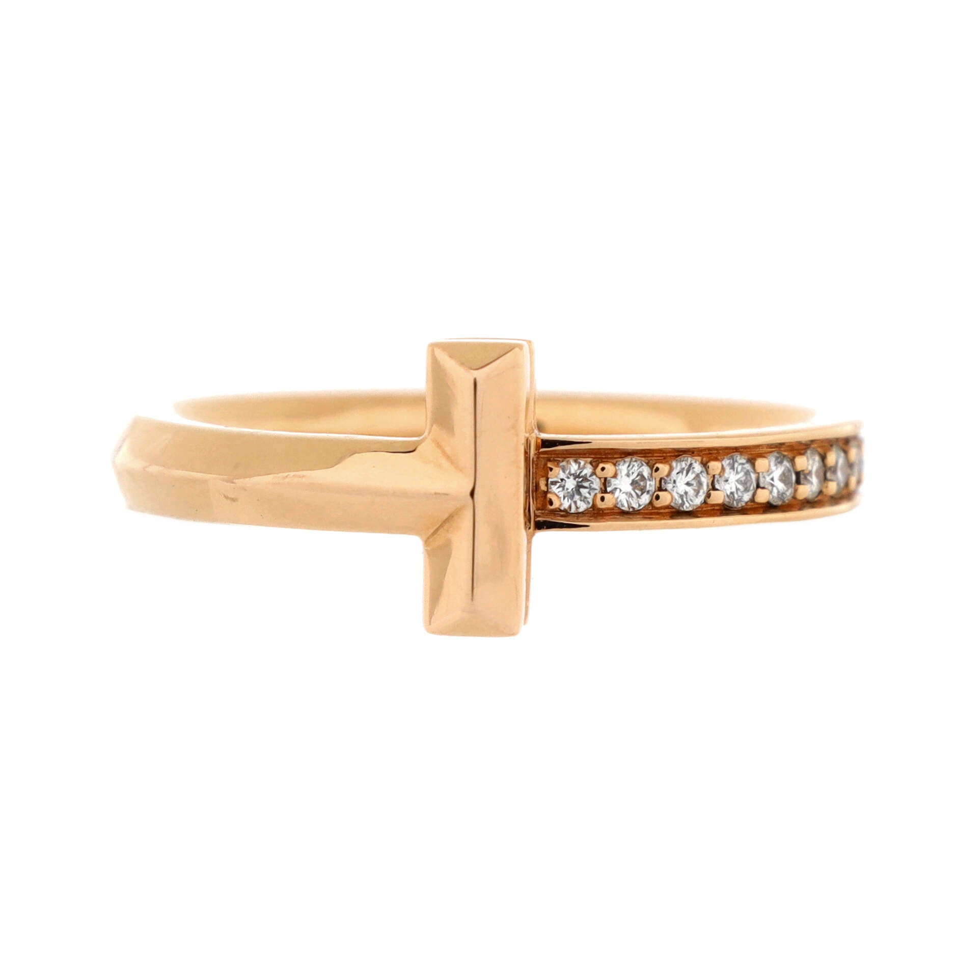 Tiffany & Co T1 Ring 18K Rose Gold with Diamonds Narrow