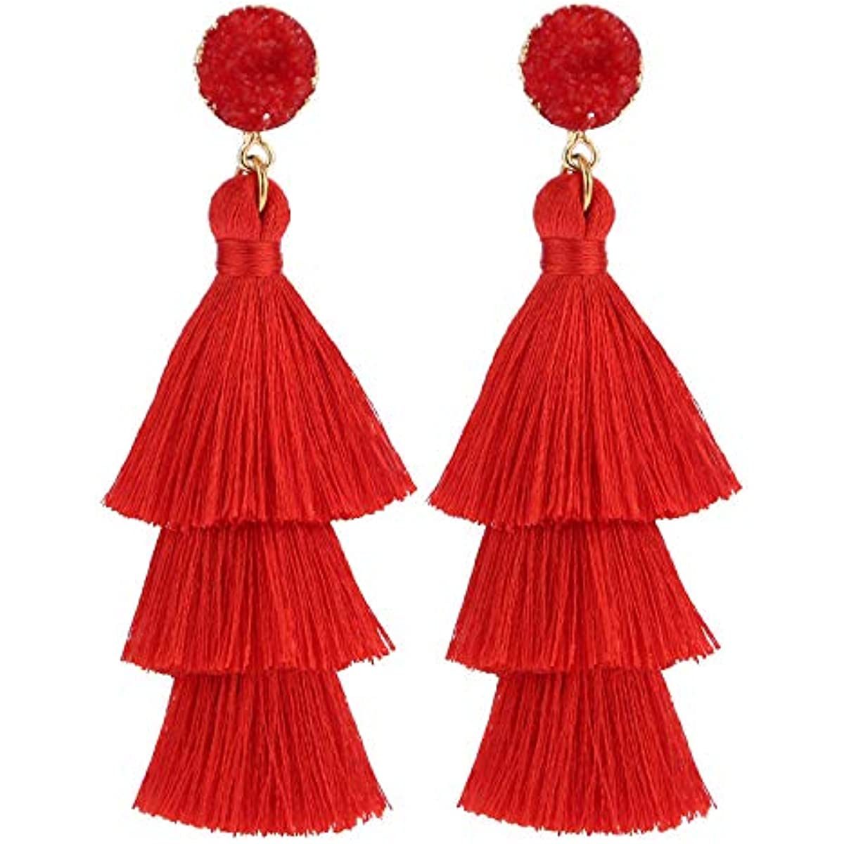 LEGITTA Tassel Earrings Layered Tiered Linear Drop Fashion Trending Earrings