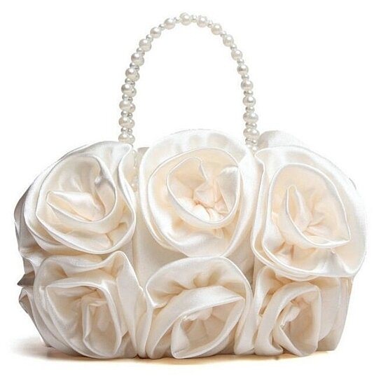 Womens Satin Evening Bag Flower Shaped Wristlet Clutch Bag